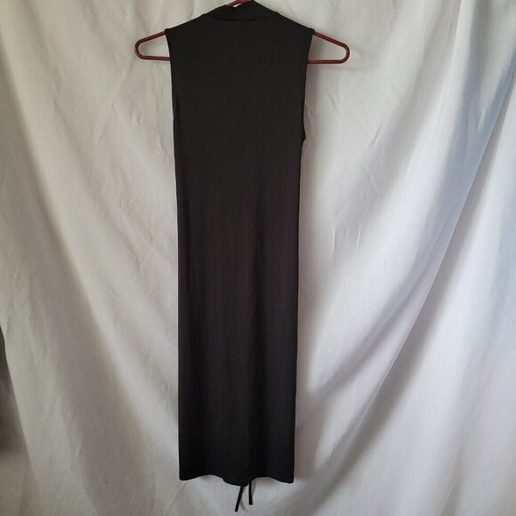 NEW Forever 21 Black Dress Maxi grommets tie Medium sleeveless cowl slit NWT - Picture 9 of 12